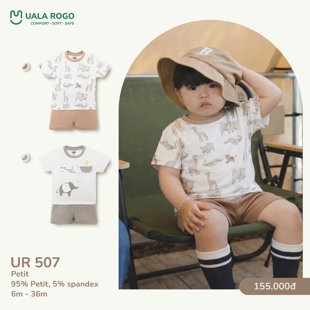 (6,5-16kg, 6-36M) Bộ Cộc Tay Hoạ Tiết Cho Bé Uala UR492 UR042 UR047 UR508 UR511 UR075 UR512 UR513 UR514 UR081 UR521