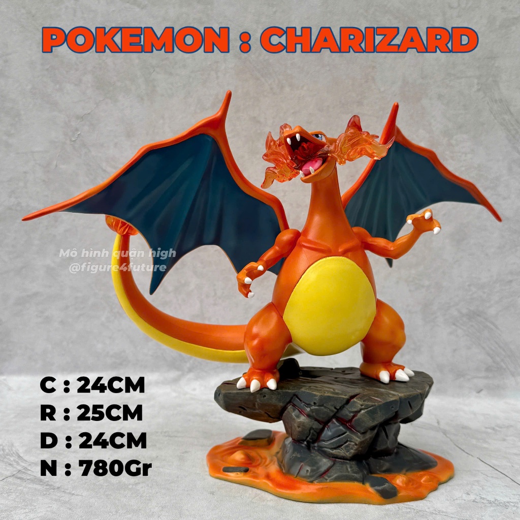 Mô hình Charizard phun lửa - Pokemon Lizardon cao 24cm phong cách mùa ...