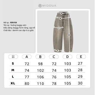 [ MIDDUA ] - RIN154 Suông baggy xám form trễ