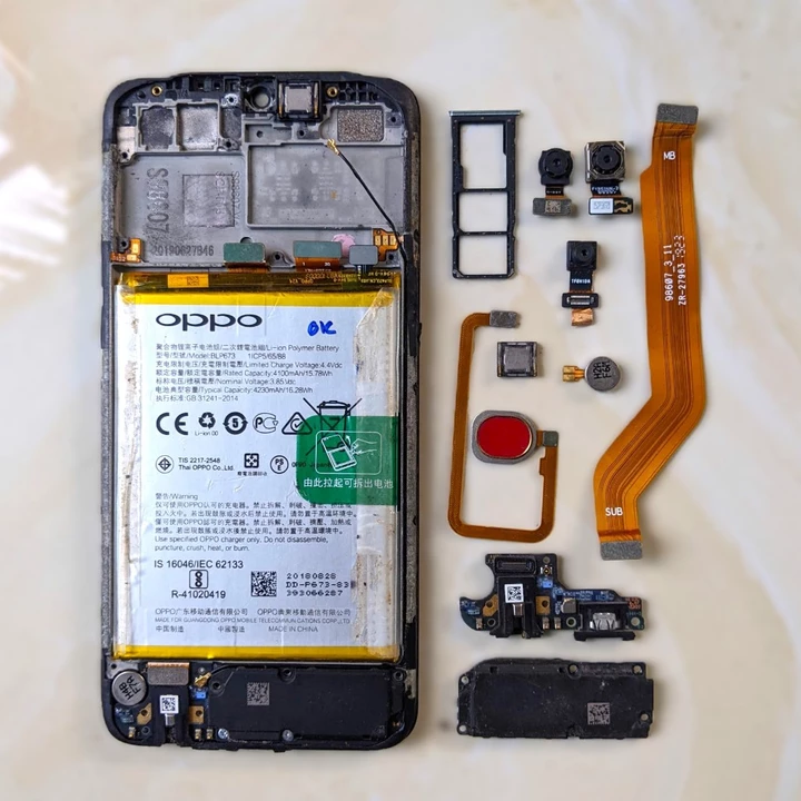 Linh kiện thay thế cho Oppo A5s (CPH1909) zin cũ tháo máy - Cụm sạc / Loa ngoài / Cáp nối / Vân tay Oppo A5s chính hãng