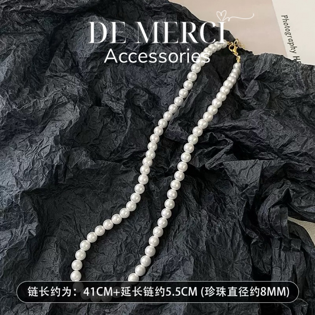 Dây chuyền ngọc trai Pháp kiểu dáng sang trọng, thanh lịch dành cho nữ, thiết kế độc đáo phối được áo dài, áo len DC055