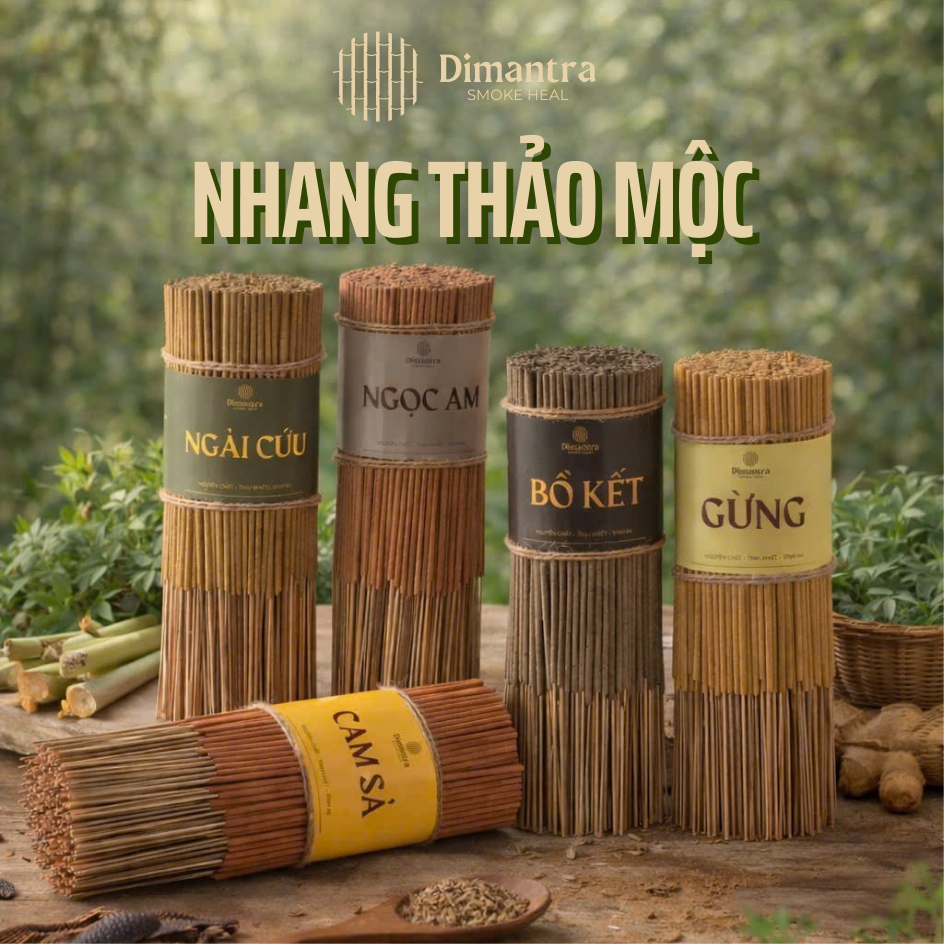1/2 kg Nhang sạch 10 loại thảo mộc - ít khói hương thơm an toàn cho sức khoẻ từ thảo mộc dịu nhẹ Dimantra