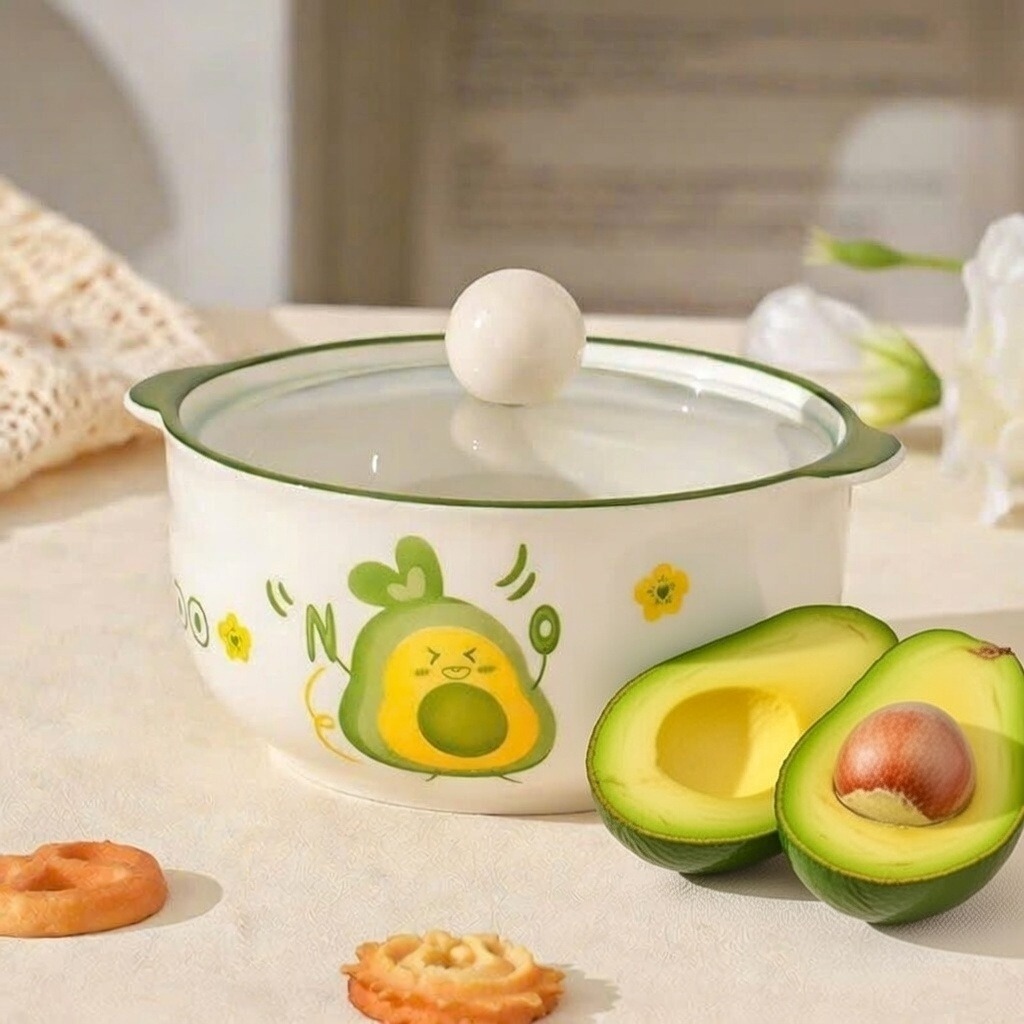 Bát Ăn Bằng Sứ Hình Quả Bơ Avocado Dễ Thương - Chén Ăn Cơm Ngon Miệng Decor Cho Bé Tên Bơ