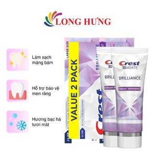 Combo kem đánh răng Crest 3D White Brilliance Vibrant (130g x 2)