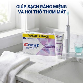 Combo kem đánh răng Crest 3D White Brilliance Vibrant (130g x 2)