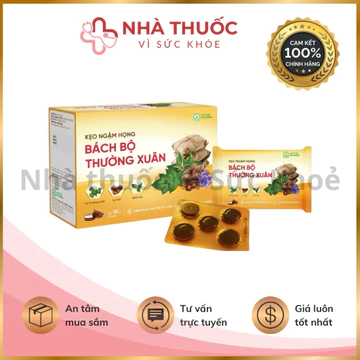 ✅[Chính hãng] Kẹo Ngậm Họng Bách Bộ Thường Xuân – Hỗ Trợ Dịu Họng, Giảm Ho, Rát Họng (Hộp 10 vỉ x 5 viên)
