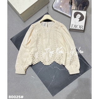 Áo sơ mi thô dài tay/cộc tay  thêu hoa laze lượn gấu #80025