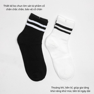 Tất Vớ Nữ Cổ Trung Sọc Kẻ Basic SOIN Thoáng Khí Mềm Mại Thấm Hút