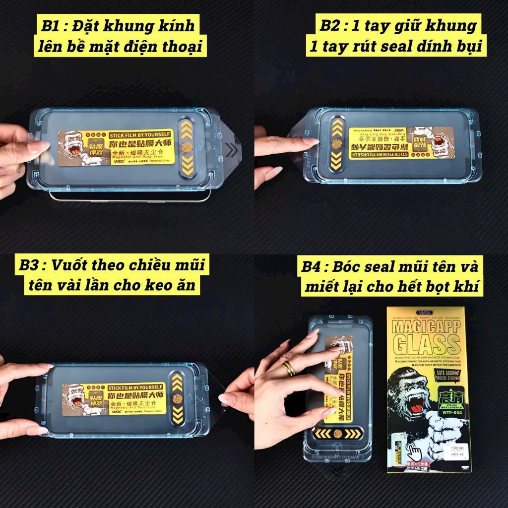 Kính Cường Lực VMOX Tự Dán Trong Suốt Dành Cho Iphone 17/16/15/14/13/12/11/X/Xs/pro/promax/plus/air