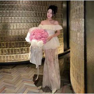 Set Đầm Áo Bí Nhún Bèo Trễ Vai Xòe Mix Chân Váy Ren Đuôi Cá Thiết Kế Sang Trọng Phù Hợp Đi Chơi Dự Tiệc Ld_Store Fashion
