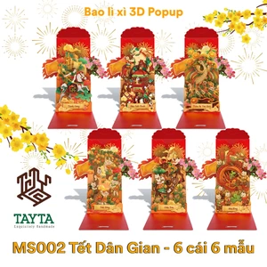 Set 6 Bao Lì Xì 3D Popup Bật Mở Thiết Kế Mới Đẹp Nhiều Mẫu Độc Đáo - TAYTA