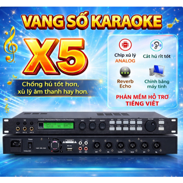 BẢN MỚI 2025 Vang Số Karaoke X5 Chống Hú Cực Tốt ,Chíp Sử Lý DSP
