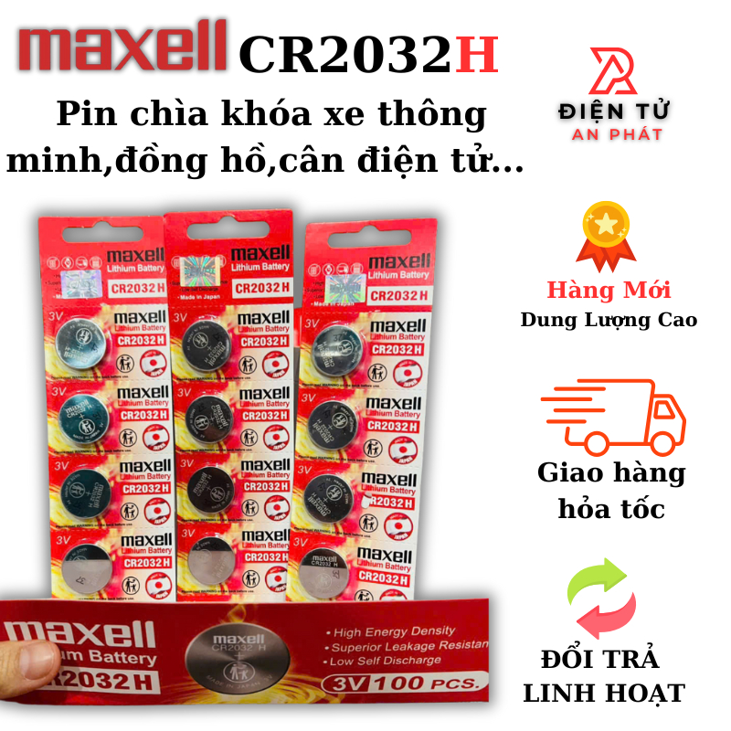 Vỉ 5 Pin CR2032H Maxell 3V - Pin Đồng Hồ, Pin CMOS Máy Tính, Đồ Chơi, Điều Khiển Từ Xa,Cửa Cuốn Loại Tốt