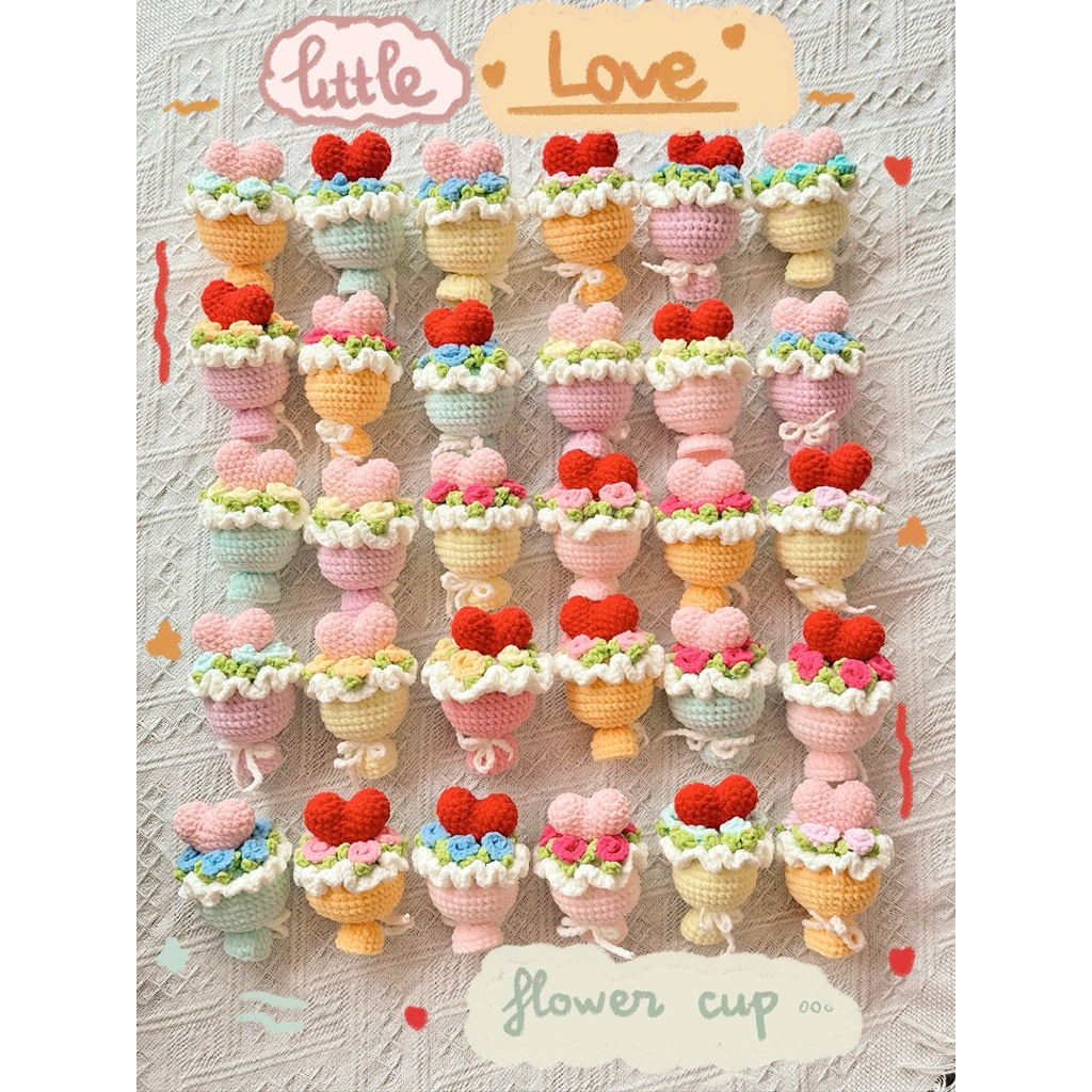 Móc Khoá Len Bó Hoa Trái Tim Tặng Tình Yêu Crush Bạn Bè Dịp Lễ Valentine Quà Tặng Kỉ Niệm Dễ Thương Handmade