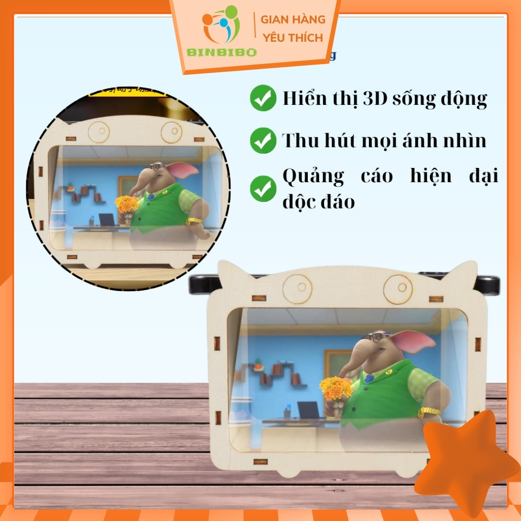 Hộp Chiếu Phim 3D Hologram Cho Bé Bằng Gỗ – Đồ Chơi Giáo Dục Montessori, Phát Triển Tư Duy - Binbibo