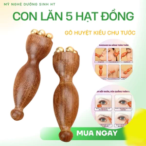 Con lăn massage bấm huyệt 5 hạt bằng đồng giải pháp thư giãn , giảm đau mỏi mắt và nâng cơ mặt làm đẹp