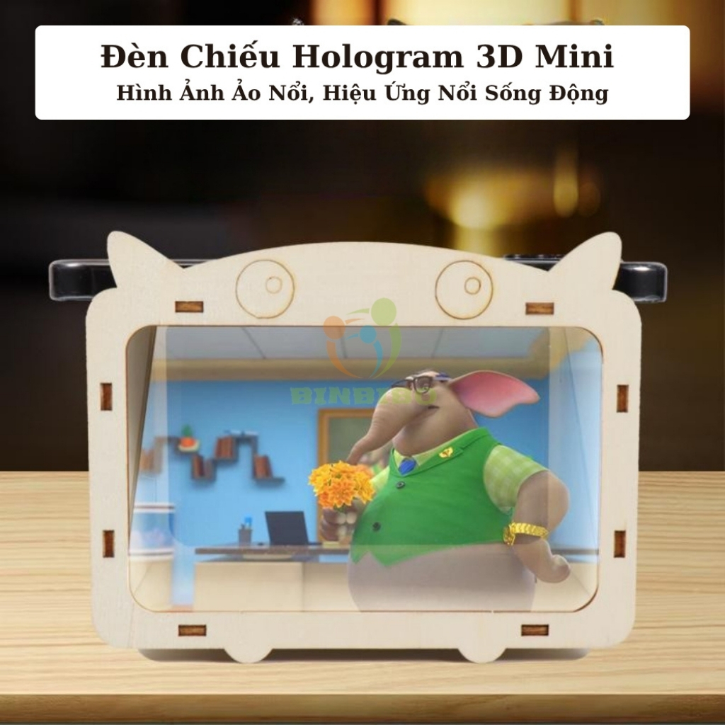 Hộp Chiếu Phim 3D Hologram Cho Bé Bằng Gỗ – Đồ Chơi Giáo Dục Montessori, Phát Triển Tư Duy - Binbibo
