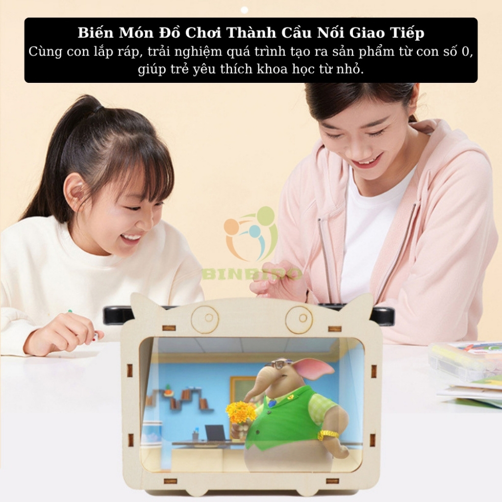 Hộp Chiếu Phim 3D Hologram Cho Bé Bằng Gỗ – Đồ Chơi Giáo Dục Montessori, Phát Triển Tư Duy - Binbibo