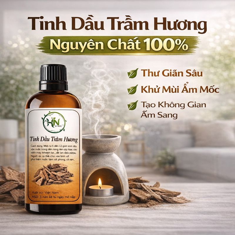 Tinh Dầu Trầm Hương 100ml Khử Mùi Thư Giãn Treo Xe Treo Phòng: Thơm Phòng, Thơm Xe, Đuổi Muỗi.
