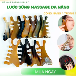Lược sừng massage đa năng 4 in 1 giúp thư giãn mắt mũi,massage da đầu và cổ vai gáy hiệu quả- MỸ NGHỆ DƯỠNG SINH HT