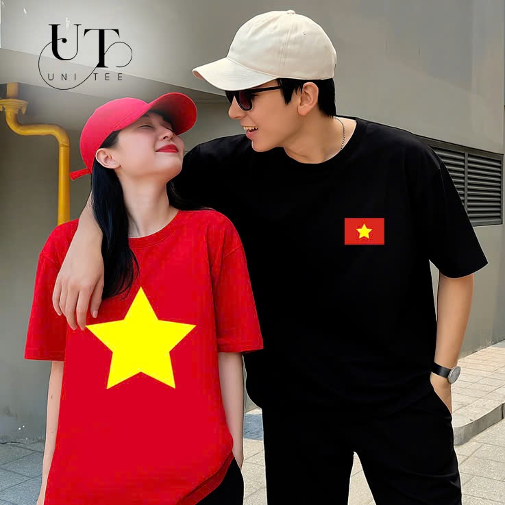 (9Kg-110Kg) Áo thun Unisex hình CỜ ĐỎ SAO VÀNG, cotton thoáng mát cho BÉ TRAI, BÉ GÁI, NAM NỮ - Uni Tee I U33