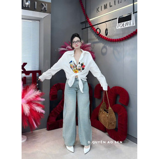 ÁO SƠ MI CỔ BẺ MICKEY LƯNG CHỮ HOT HIT