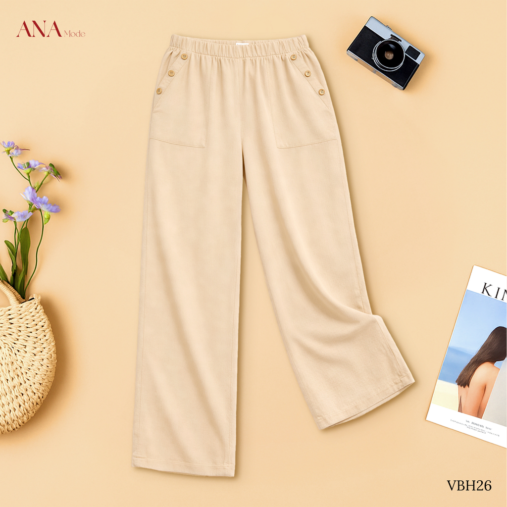 Quần Dài Dáng Suông Trung Niên ANA Mode Chất Liệu Linen Thanh Lịch Đi Chơi Quà Tặng Mẹ QD25VBH26