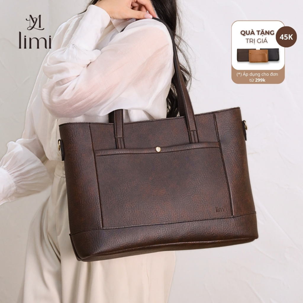 Túi xách công sở nữ LIMI (4 màu) tote da đựng laptop 15.6inch đi làm học to giáo viên (LINDA)