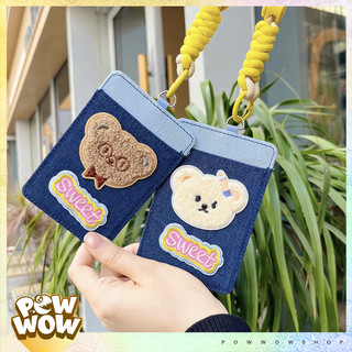 Bao Đựng Thẻ Nhân Viên Da PU Họa Tiết Vải Phong Cách Thú Cưng Animal (Gấu, Chó) Cute Kèm Dây Đeo Cổ