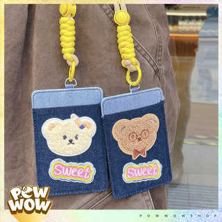 Bao Đựng Thẻ Nhân Viên Da PU Họa Tiết Vải Phong Cách Thú Cưng Animal (Gấu, Chó) Cute Kèm Dây Đeo Cổ