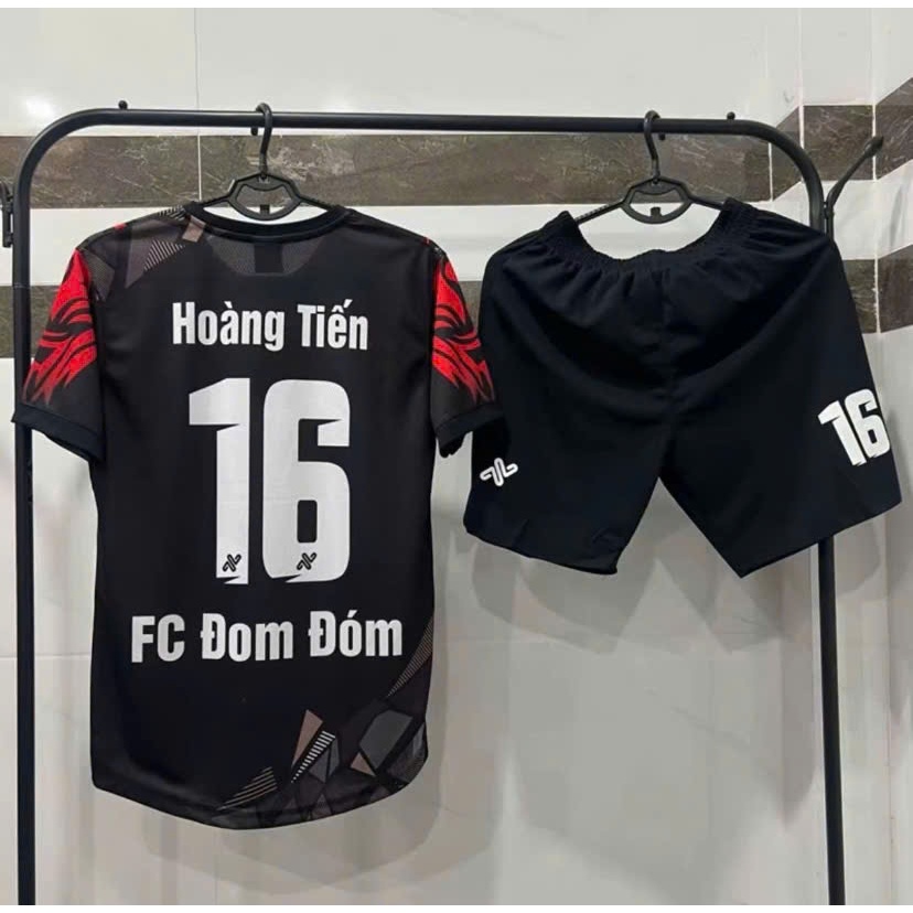 Bộ quần áo bóng đá A Mác Strange Đen in tên số theo yêu cầu-Áo bóng đá,đồ đá banh chất liệu thun, mè