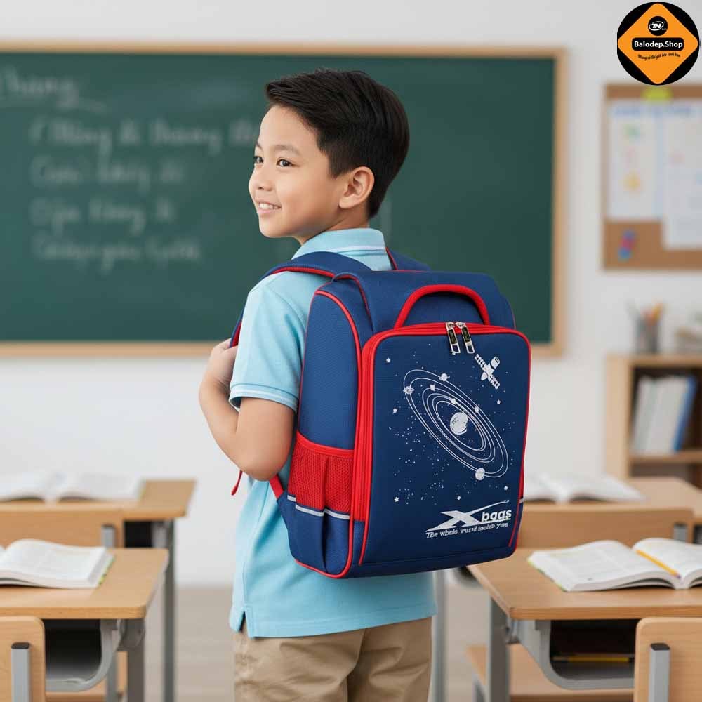 Balo Chống Gù Cho Bé Cao Cấp Xbags Universe XB 3102, Chống Nước, Nhiều Ngăn Rộng, Bảo Vệ Cột Sống!