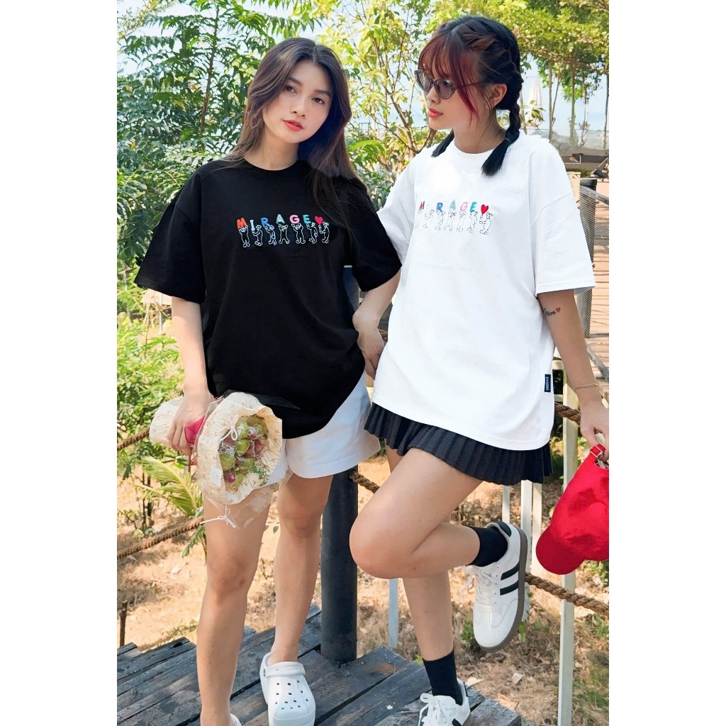 Áo Thun Mirage Thêu Chữ Màu Nghệ Thuật Chất 100% Cotton Mềm Mịn Thoáng Mát.