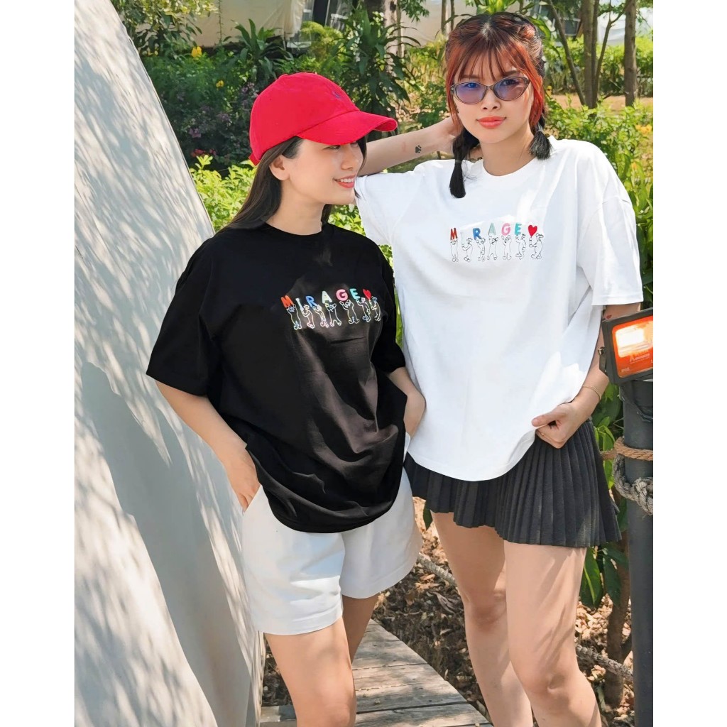 Áo Thun Mirage Thêu Chữ Màu Nghệ Thuật Chất 100% Cotton Mềm Mịn Thoáng Mát.