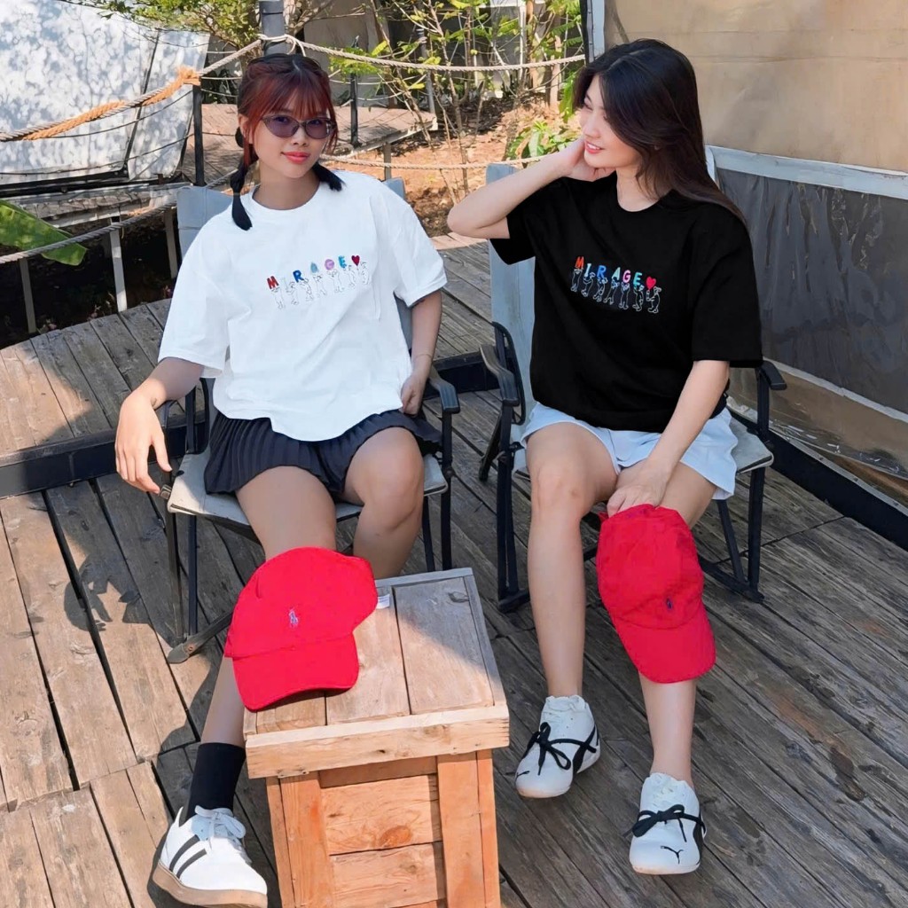 Áo Thun Mirage Thêu Chữ Màu Nghệ Thuật Chất 100% Cotton Mềm Mịn Thoáng Mát.