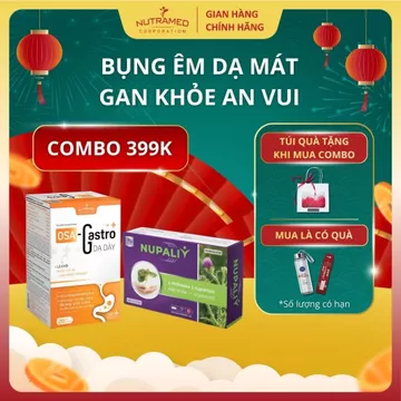 Nutramed (Combo 399k) Viên uống hỗ trợ bảo vệ gan Nupaliv và Gói uống Osa Gastro hỗ trợ giảm viêm loét dạ dày, tá tràng