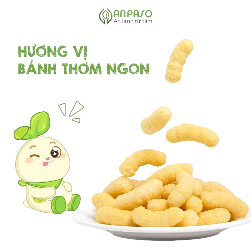 Bánh gạo ăn dặm cho bé Anpaso - Bánh gạo hữu cơ dạng que vị phô mai rau xanh, bí đỏ và dâu tây