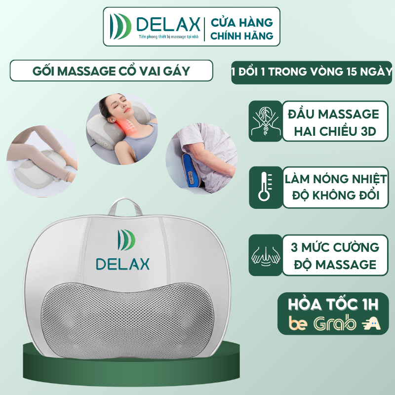 Gối Massage Cổ Vai Gáy DELAX Massage 3D Hồng Ngoại Đảo Chiều Giúp Giảm ...