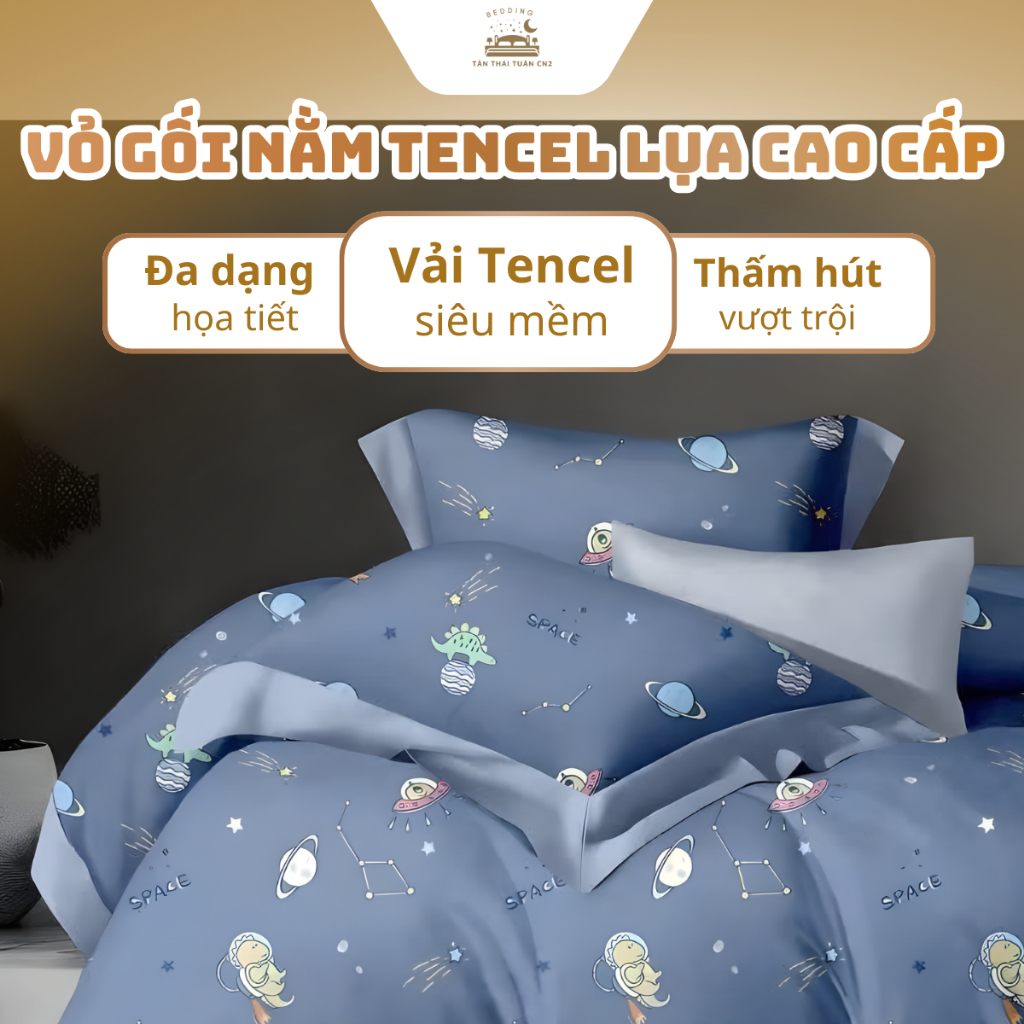 Vỏ gối nằm Tencel lụa cao cấp viền gân tinh tế chất vải mềm mịn thoáng mát được chọn mẫu
