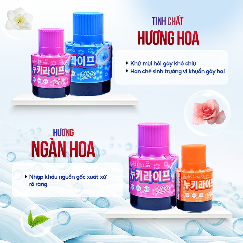 Cốc Tẩy Vệ Sinh Bồn Cầu CN Hàn Quốc Nuki 380g, Công Nghệ Độc Quyền Đánh Bay Vi Khuẩn và chống ố vàng