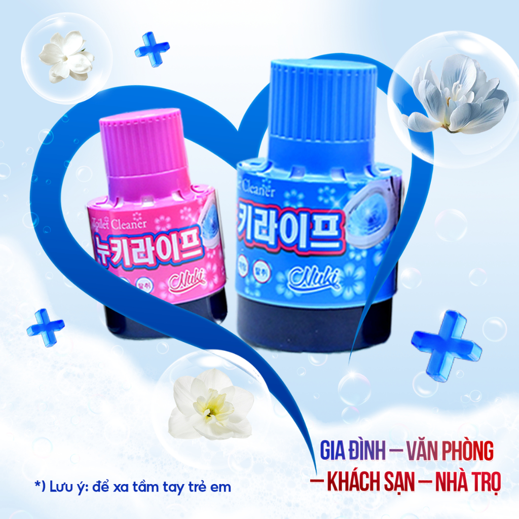 Cốc Tẩy Vệ Sinh Bồn Cầu CN Hàn Quốc Nuki 380g, Công Nghệ Độc Quyền Đánh Bay Vi Khuẩn và chống ố vàng