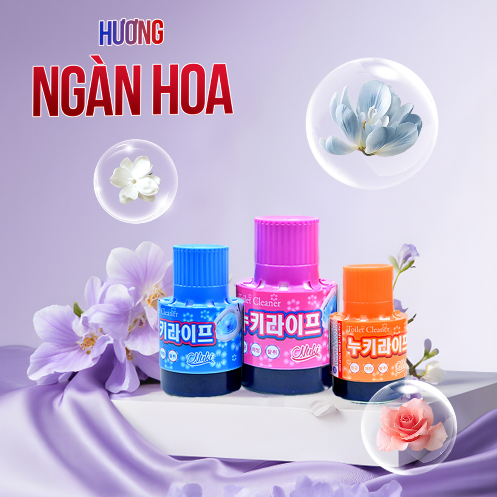 Cốc Tẩy Vệ Sinh Bồn Cầu CN Hàn Quốc Nuki 380g, Công Nghệ Độc Quyền Đánh Bay Vi Khuẩn và chống ố vàng