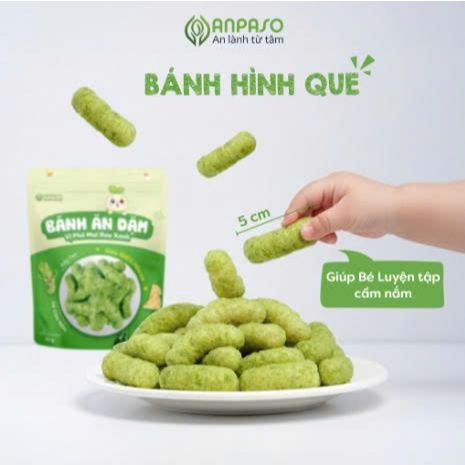 Bánh gạo ăn dặm cho bé Anpaso - Bánh gạo hữu cơ dạng que vị phô mai rau xanh, bí đỏ và dâu tây