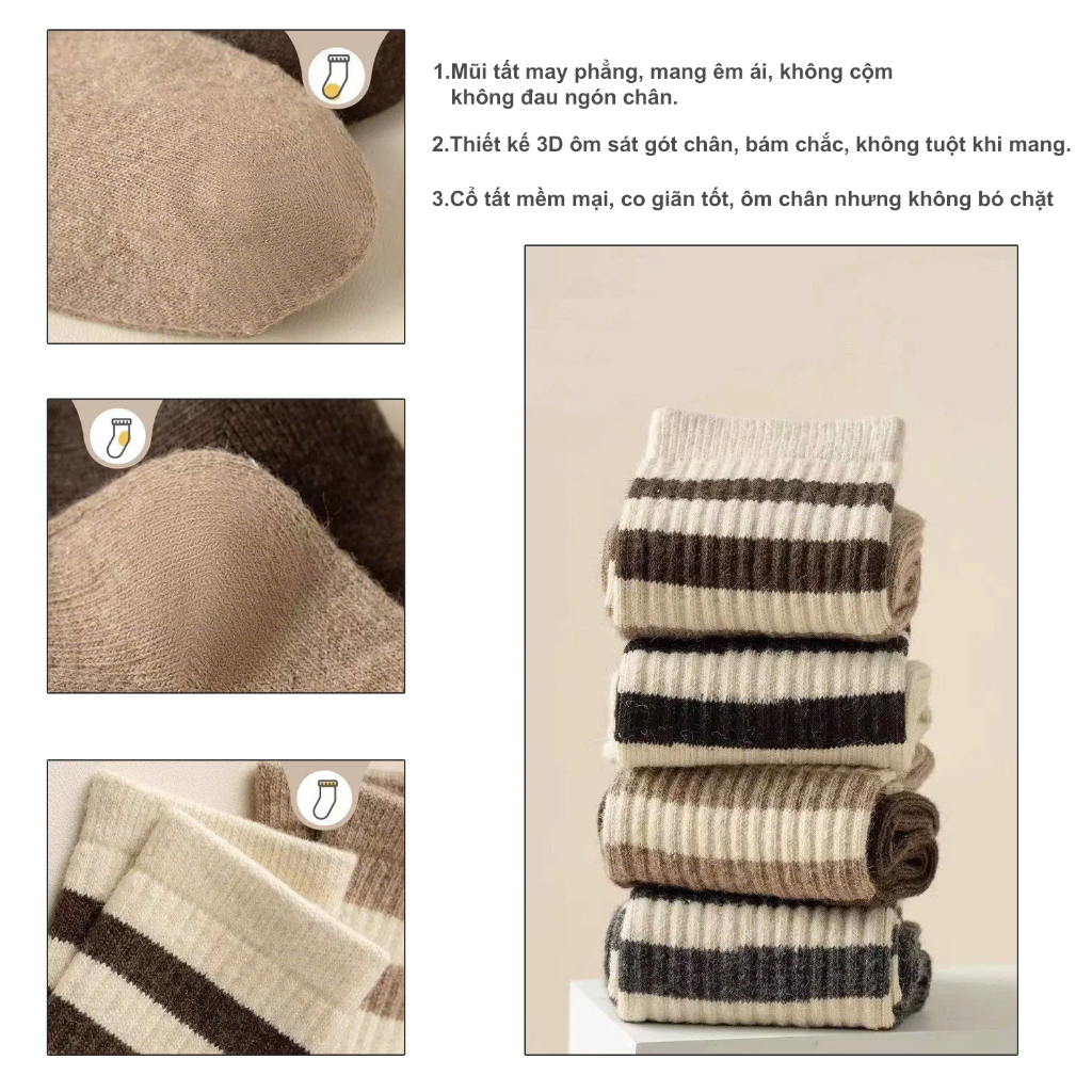 Tất vớ nữ cổ cao phong cách vintage Hàn Quốc, mềm mịn thoáng khí - Ekiu Shop