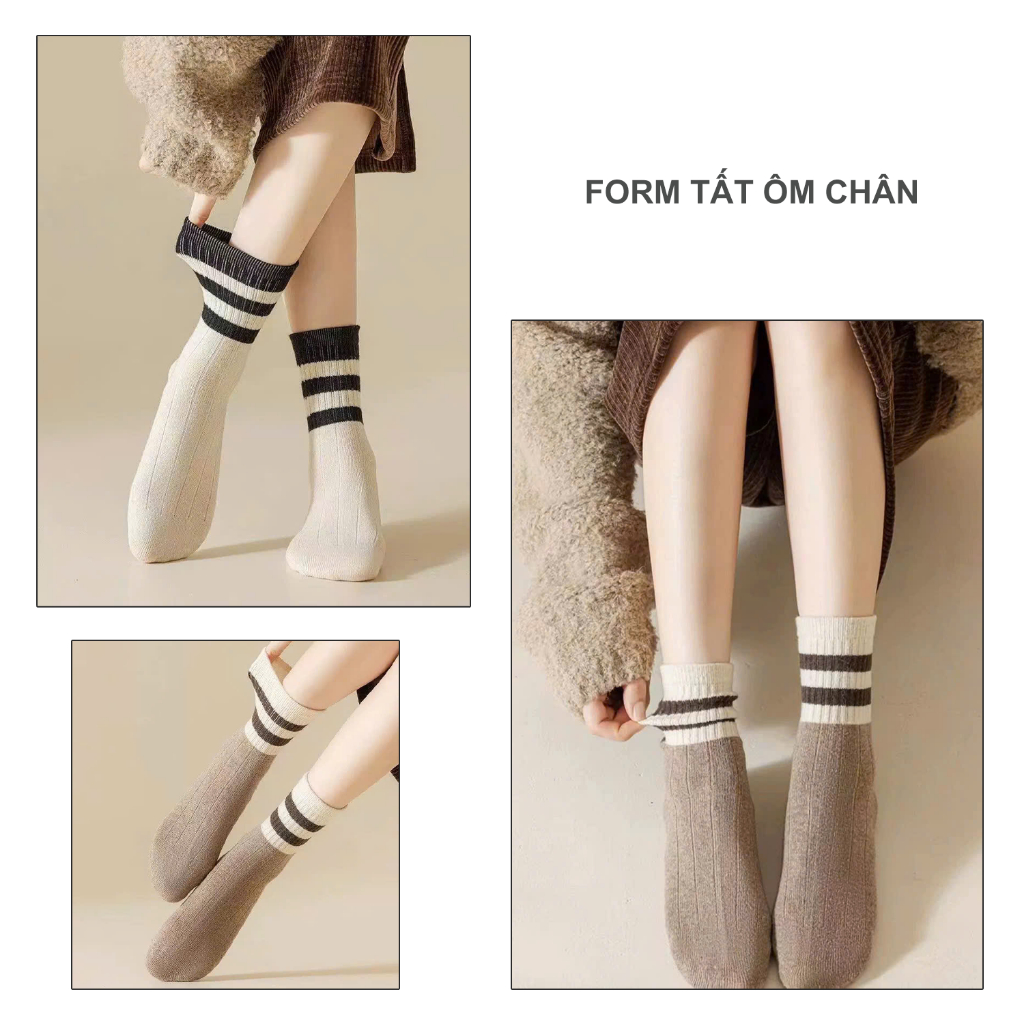 Tất vớ nữ cổ cao phong cách vintage Hàn Quốc, mềm mịn thoáng khí - Ekiu Shop