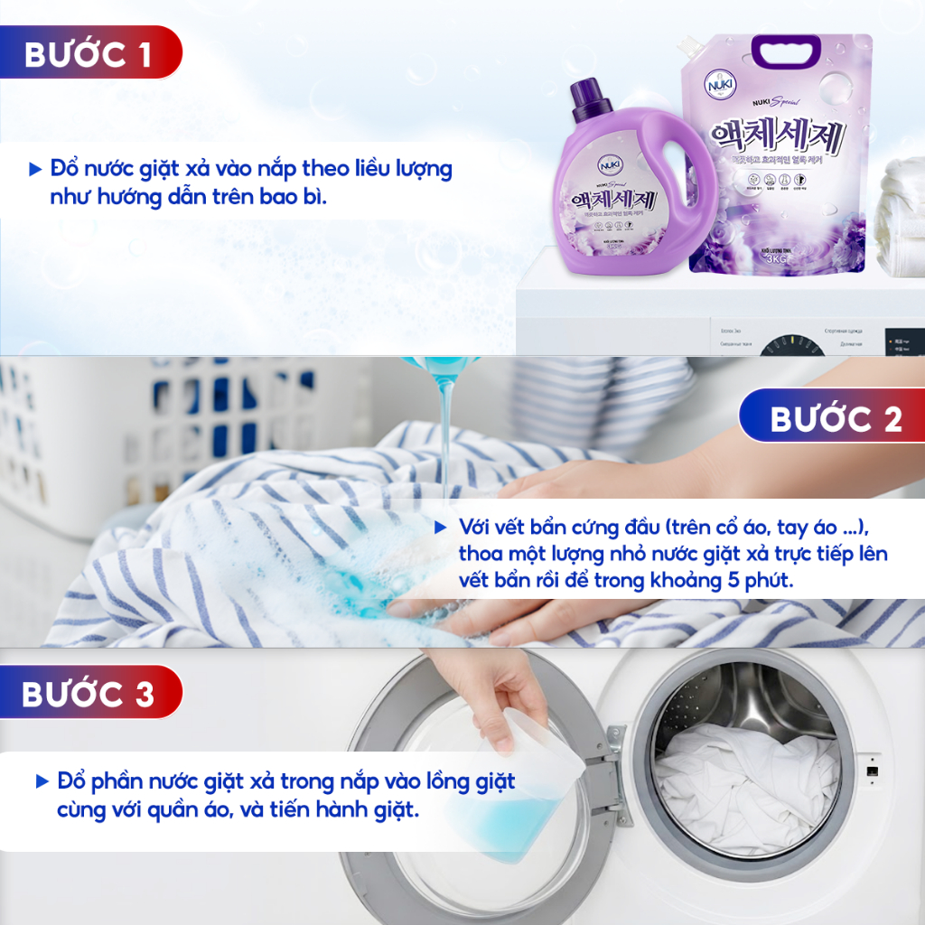 Nước Giặt Xả CN Hàn Quốc Nuki Special 3kg Hương Nắng Mai Thơm Dịu Nhẹ, Mềm Vải Không Gây Kích Ứng