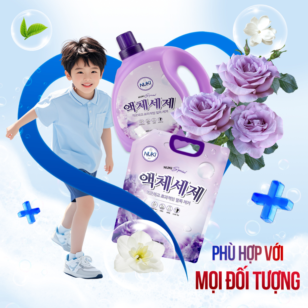 Nước Giặt Xả CN Hàn Quốc Nuki Special 3kg Hương Nắng Mai Thơm Dịu Nhẹ, Mềm Vải Không Gây Kích Ứng