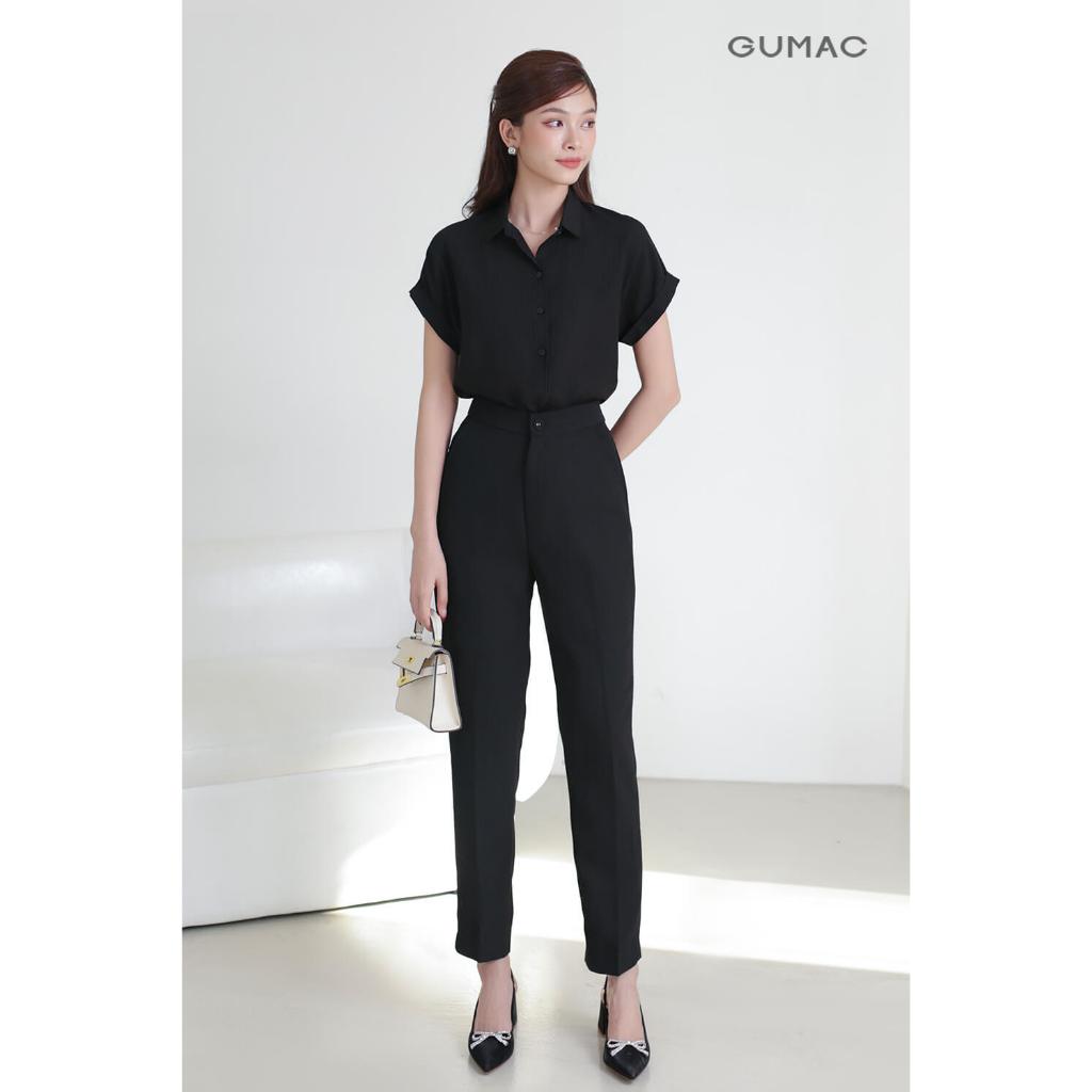 Quần Tây Baggy Nữ GUMAC Kiểu Basic Ống Đứng Có Ủi Ly Vải Tuyết Mưa Cao Cấp Công Sở BQE00005