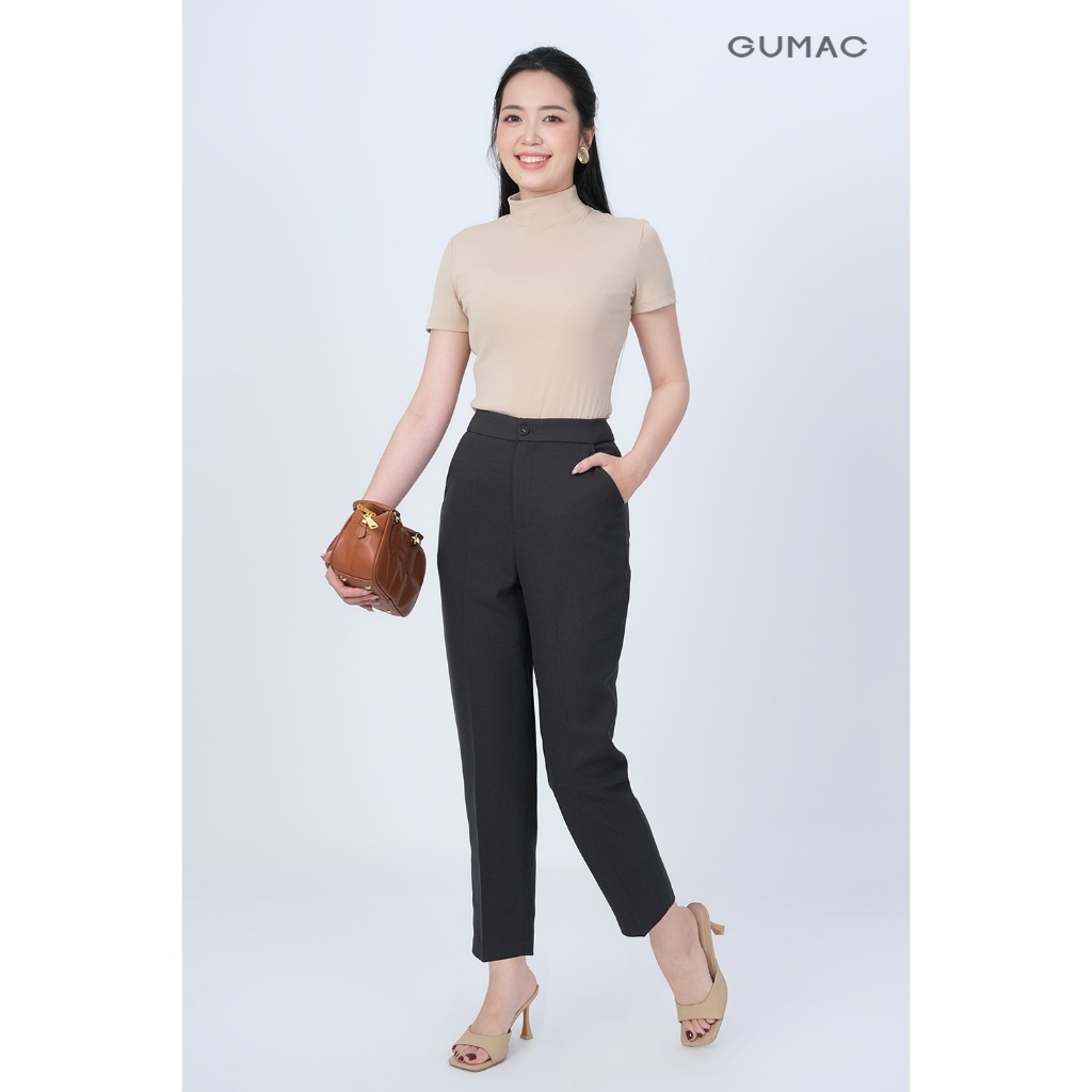 Quần Tây Nữ GUMAC Ống Đứng Lưng Cao Cạp Cao Chất Tuyết Mưa Tôn Dáng BQE00005