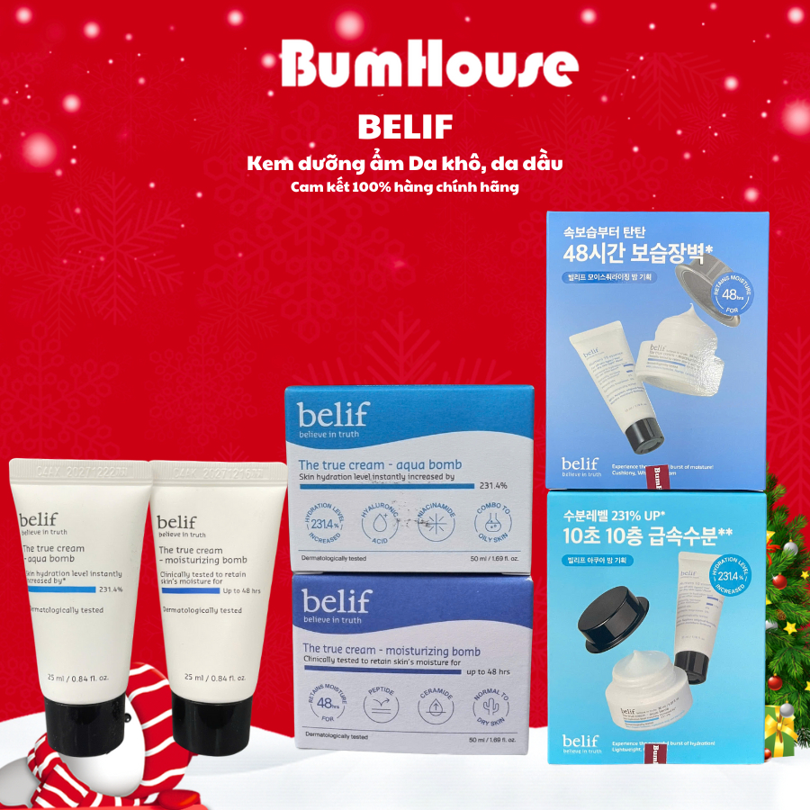 Kem Dưỡng Ẩm, Dịu Da Belif The True Cream Moisturizing/Aqua Bomb 25ml/30ml/ 50ml